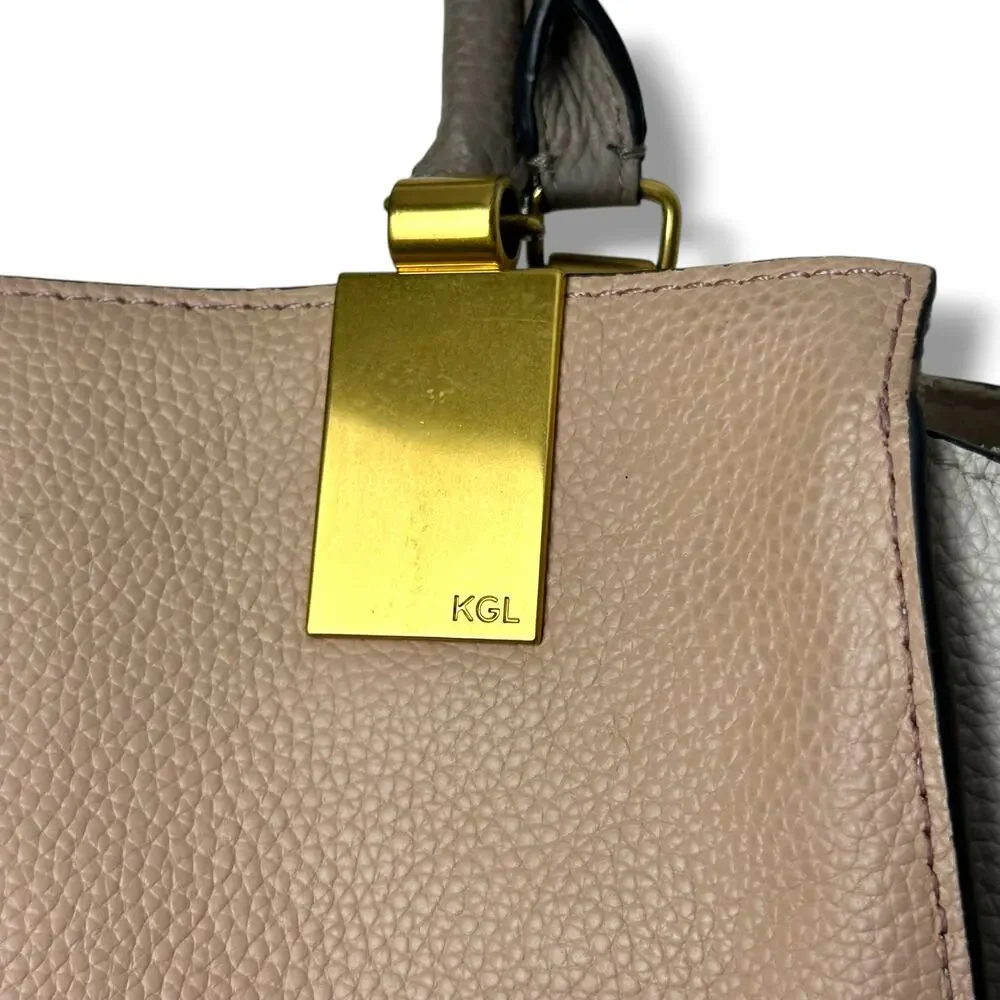 Kurt Geiger London Emma Leather Satchel Crossbody Tote Blush Pink White Beige